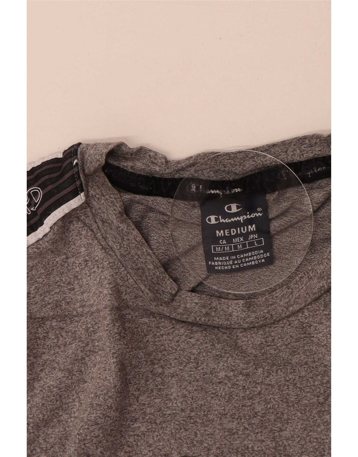 Champion Mens Graphic T-Shirt Top Medium Grey Colourblock