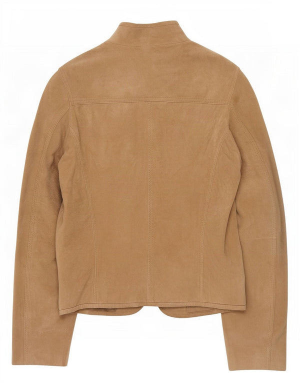 Zarro Womens Suede Jacket IT 42 Medium Beige Leather