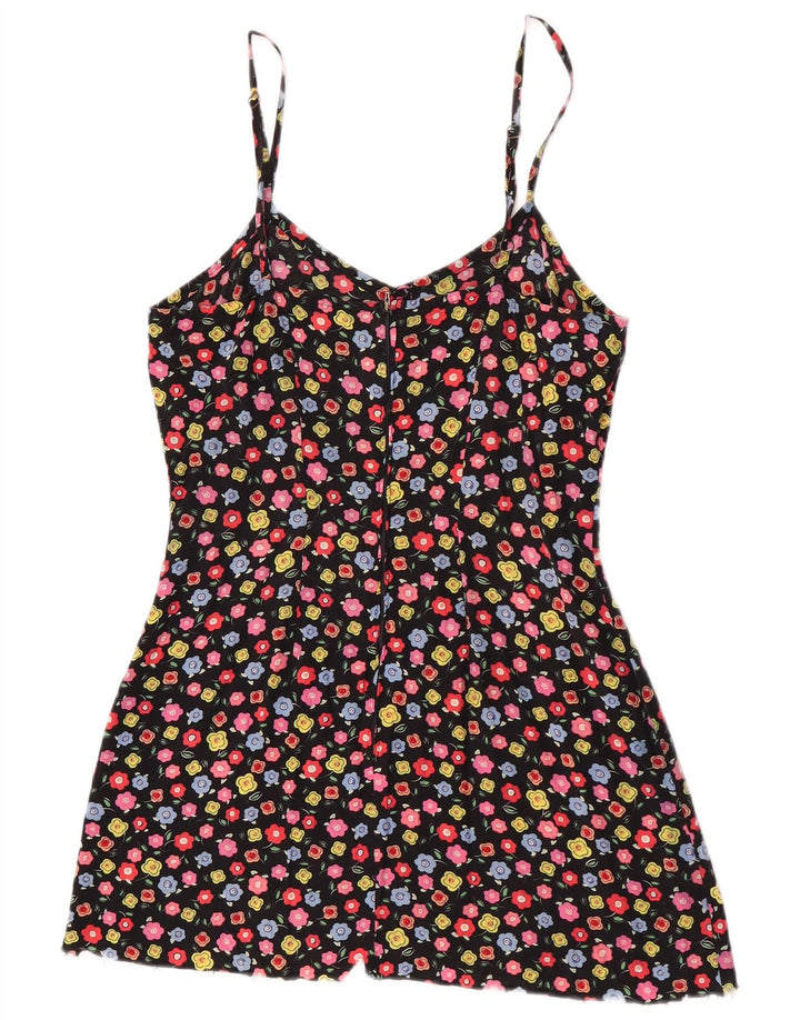 Benetton Womens Slip Dress UK 12 Medium Black Floral