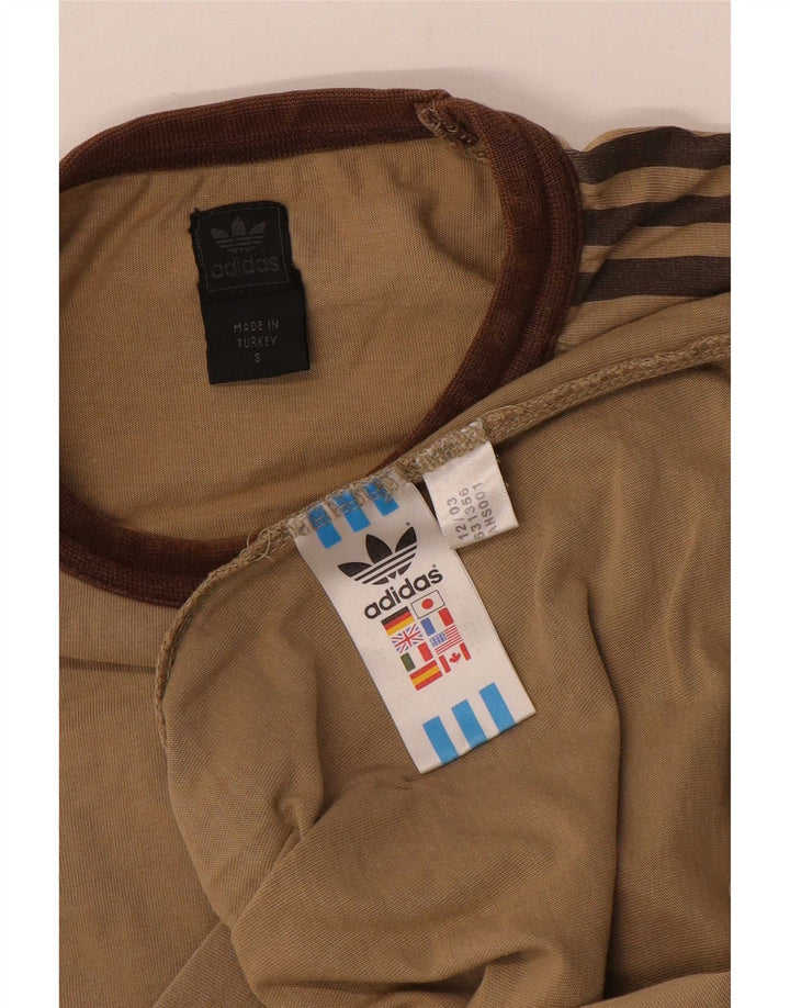 Adidas Mens T-Shirt Top Small Beige