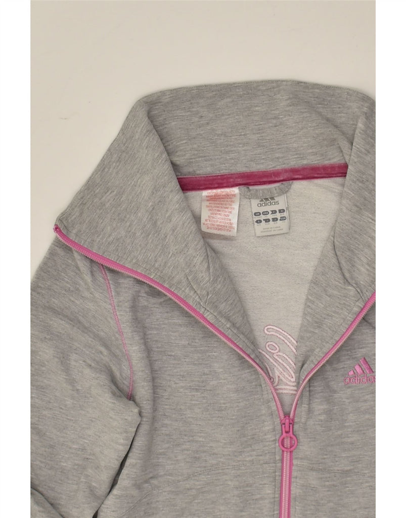 ADIDAS Girls Graphic Tracksuit Top Jacket 13-14 Years Grey Cotton | Vintage Adidas | Thrift | Second-Hand Adidas | Used Clothing | Messina Hembry 