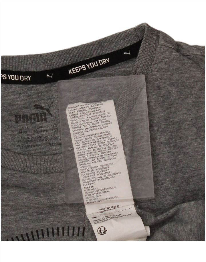 PUMA Boys Graphic T-Shirt Top 11-12 Years Grey Cotton
