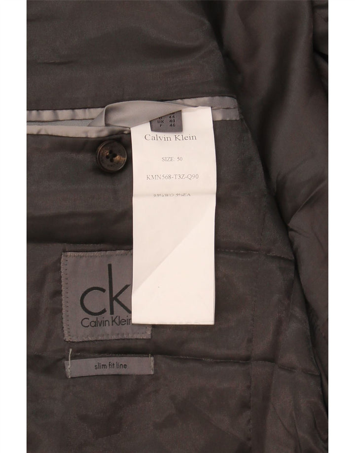 CALVIN KLEIN Mens Slim Fit 2 Button Blazer Jacket UK 40 Large Grey Wool