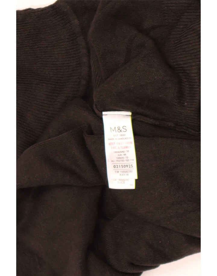 Marks & Spencer Womens Roll Neck Jumper Sweater UK 16 Large Black Acrylic