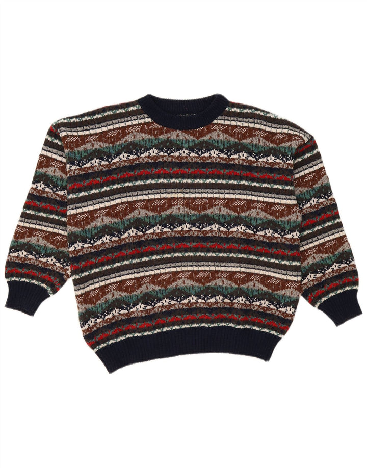 Vintage Mens Crew Neck Jumper Sweater XL Multicoloured Fair Isle