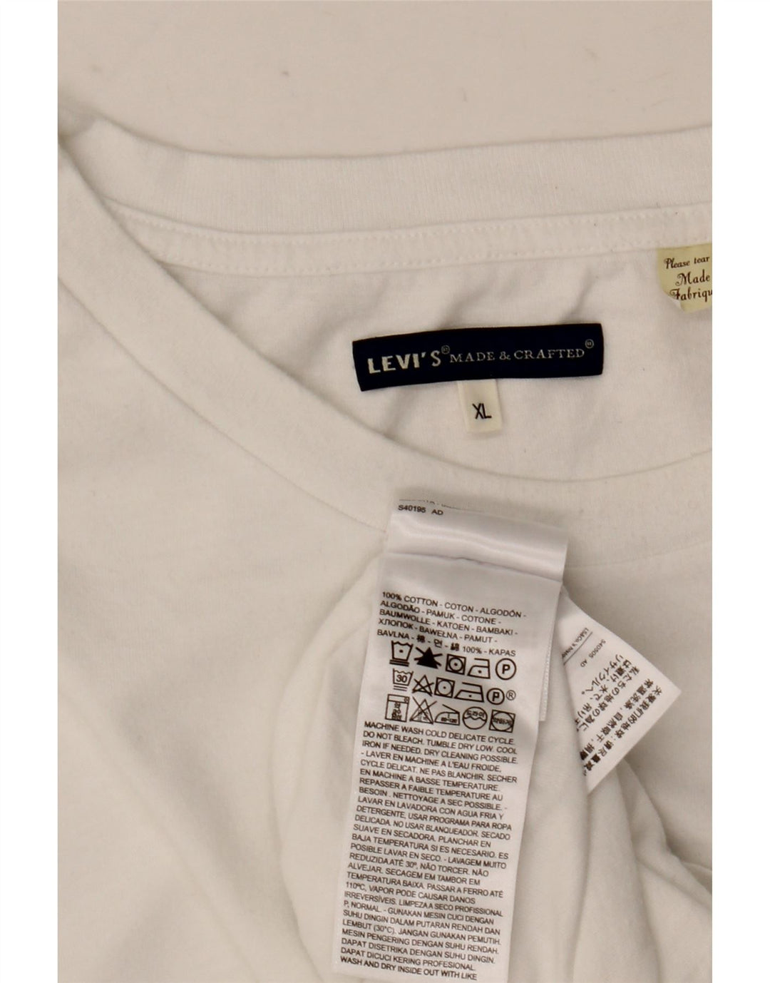 Levi's Mens T-Shirt Top XL White Cotton
