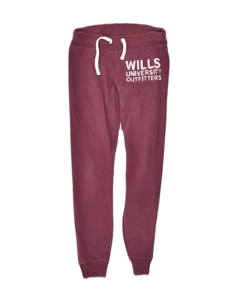 JACK WILLS Womens Graphic Tracksuit Trousers Joggers UK 8 Small  Maroon | Vintage Jack Wills | Thrift | Second-Hand Jack Wills | Used Clothing | Messina Hembry 