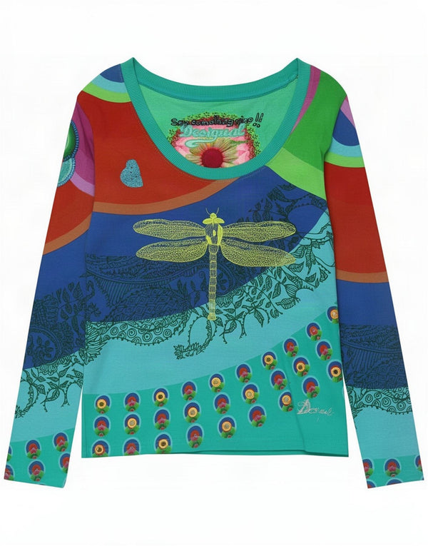 Desigual Womens Graphic Top Long Sleeve UK 14 Large Multicoloured Paisley