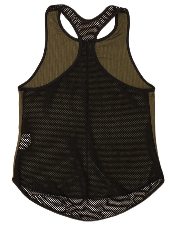 Puma Womens Vest Top UK 12 Medium Khaki Colourblock Polyester