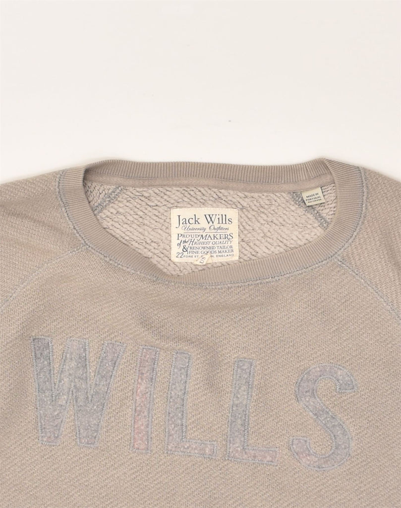 JACK WILLS Womens Oversized Graphic Sweatshirt Jumper UK 8 Small Grey | Vintage Jack Wills | Thrift | Second-Hand Jack Wills | Used Clothing | Messina Hembry 