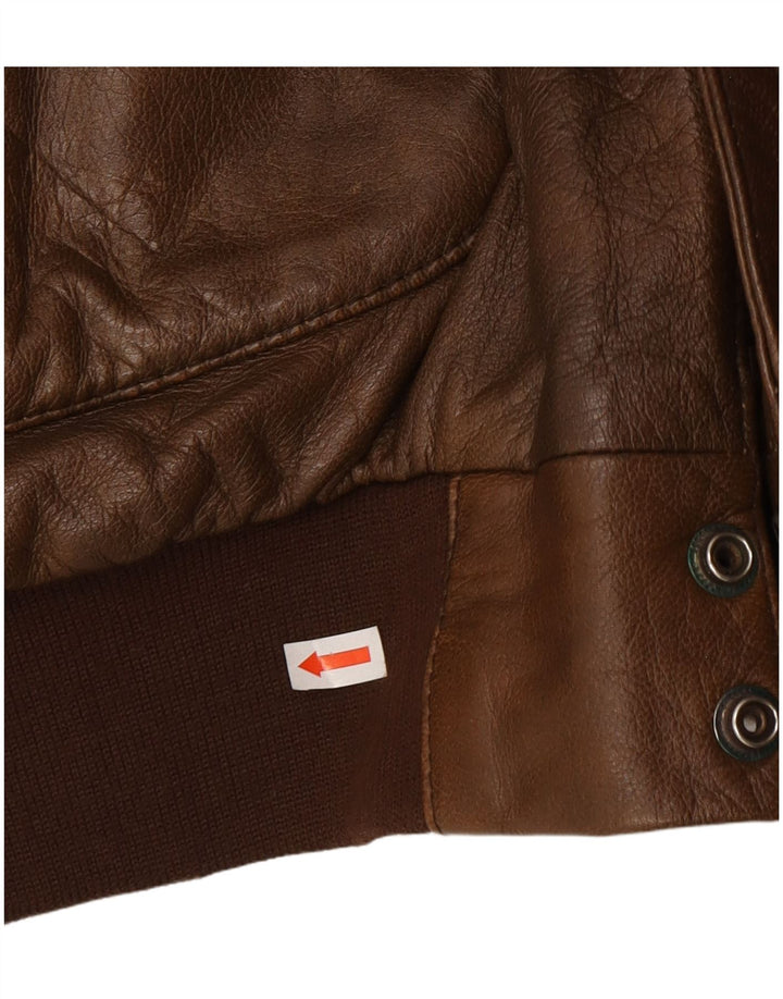 Outback Mens Leather Jacket UK 42 XL Brown Leather