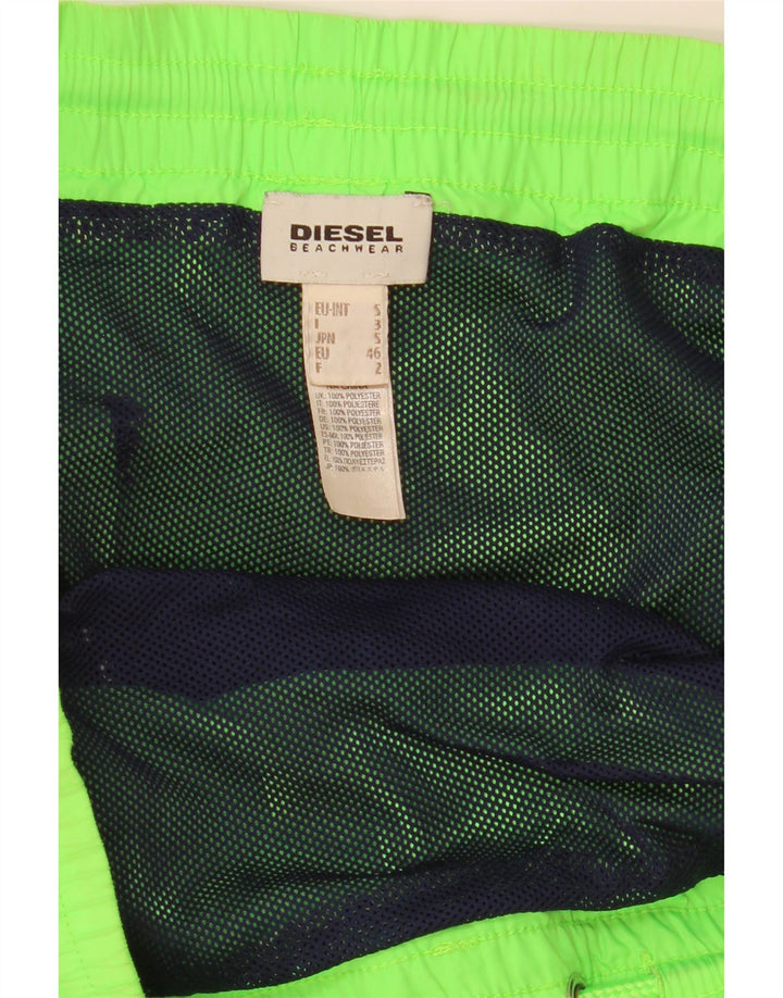 Diesel Mens Graphic Swimming Shorts Small  Green Polyester