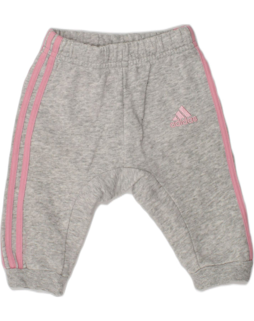 ADIDAS Baby Girls Joggers Trousers 3-6 Months Grey Cotton | Vintage Adidas | Thrift | Second-Hand Adidas | Used Clothing | Messina Hembry 