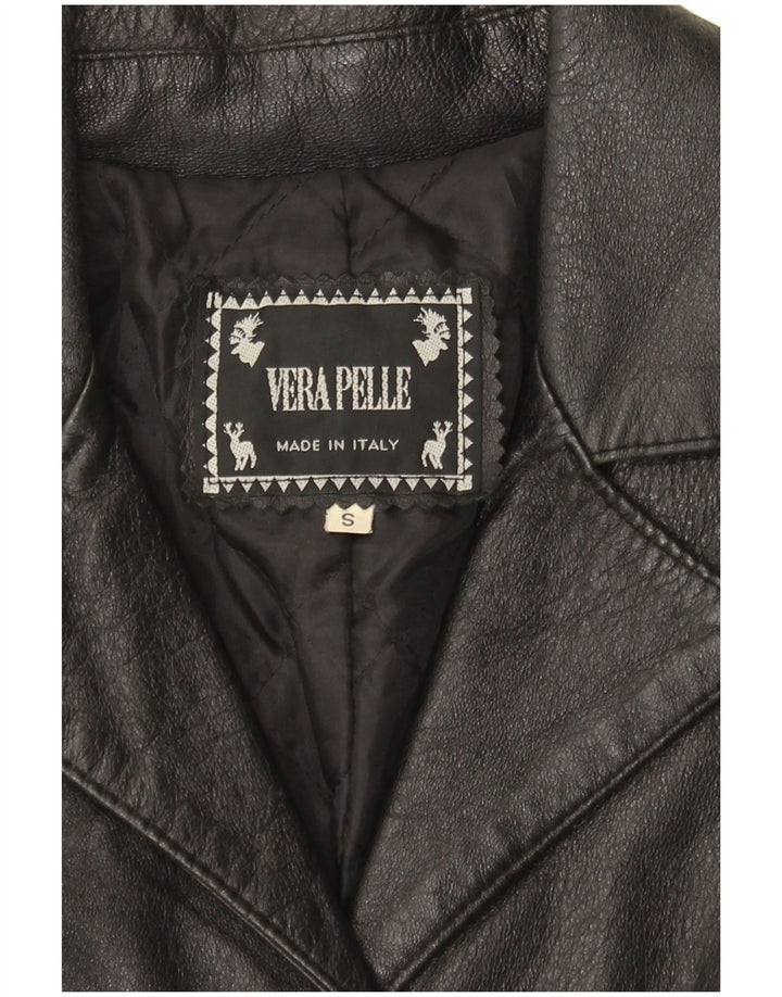Vintage Womens Leather Jacket UK 8 Small Black Leather