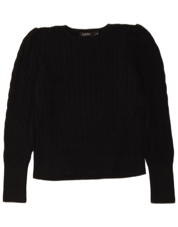 Ralph Lauren Womens Crew Neck Jumper Sweater UK 16 Large Black Cotton