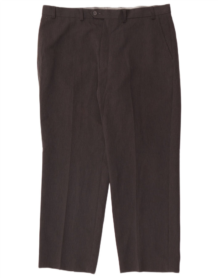 Marks & Spencer Mens Straight Suit Trousers W38 L29 Black Pinstripe