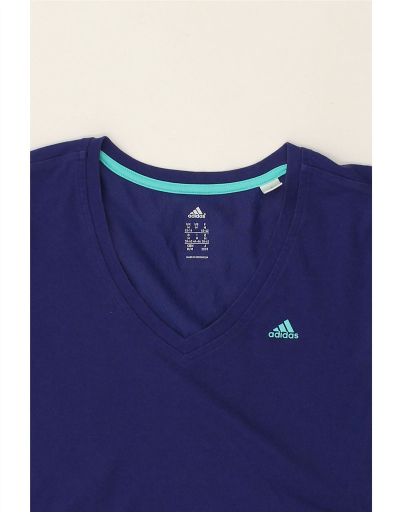 ADIDAS Womens T-Shirt Top UK 12/14 Medium Navy Blue Cotton | Vintage Adidas | Thrift | Second-Hand Adidas | Used Clothing | Messina Hembry 