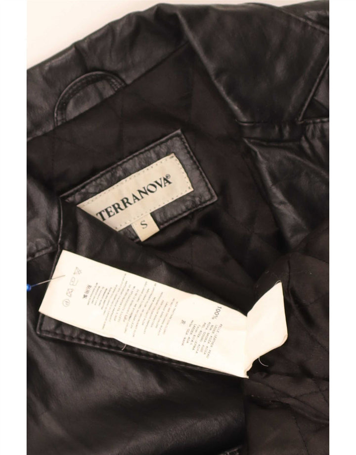 Terranova Womens 2 Button Leather Blazer Jacket UK 10 Small Black