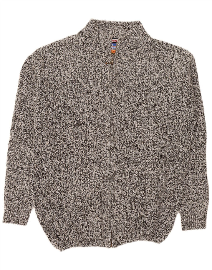 Invicta Mens Cardigan Sweater Large Grey Flecked Cotton
