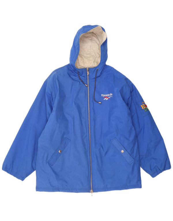 Reebok Mens Graphic Hooded Windbreaker Jacket UK 42 XL Blue Polyamide