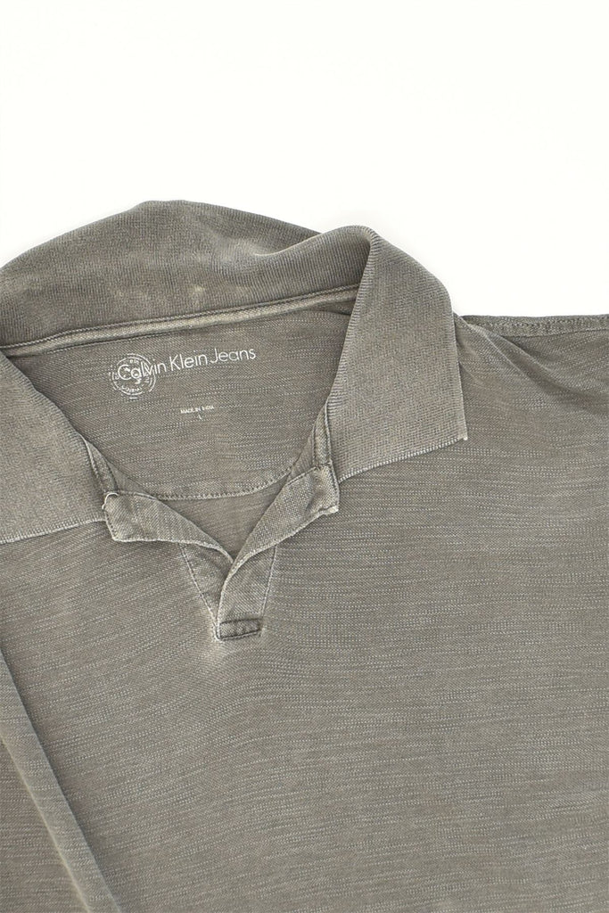 CALVIN KLEIN Mens Polo Shirt Large Grey Cotton | Vintage Calvin Klein | Thrift | Second-Hand Calvin Klein | Used Clothing | Messina Hembry 