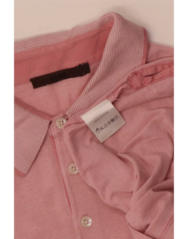 Reiss Mens Polo Shirt Small Pink Cotton