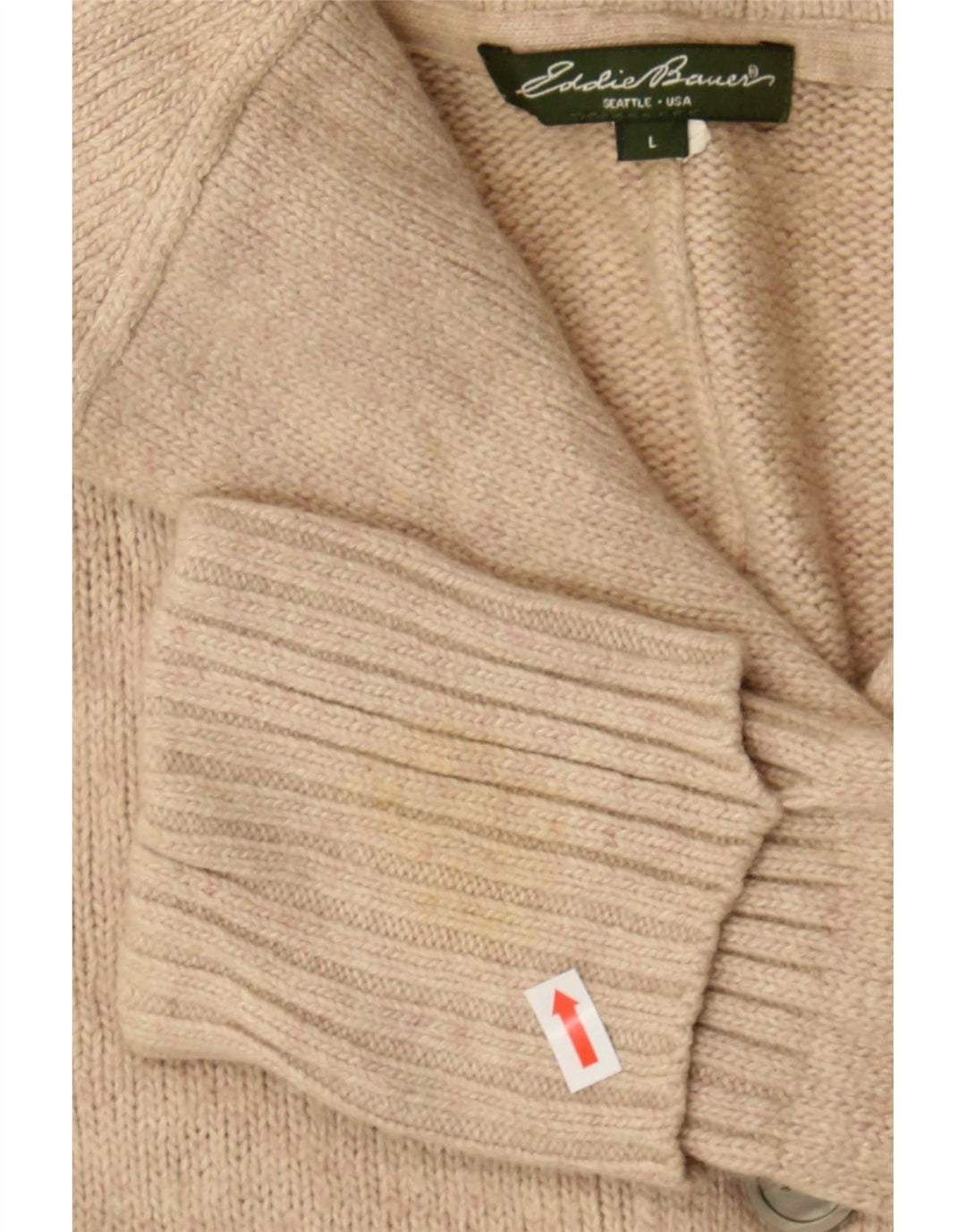 EDDIE BAUER Womens Cardigan Sweater UK 14 Large Beige Viscose Vintage Eddie Bauer and Second-Hand Eddie Bauer from Messina Hembry 