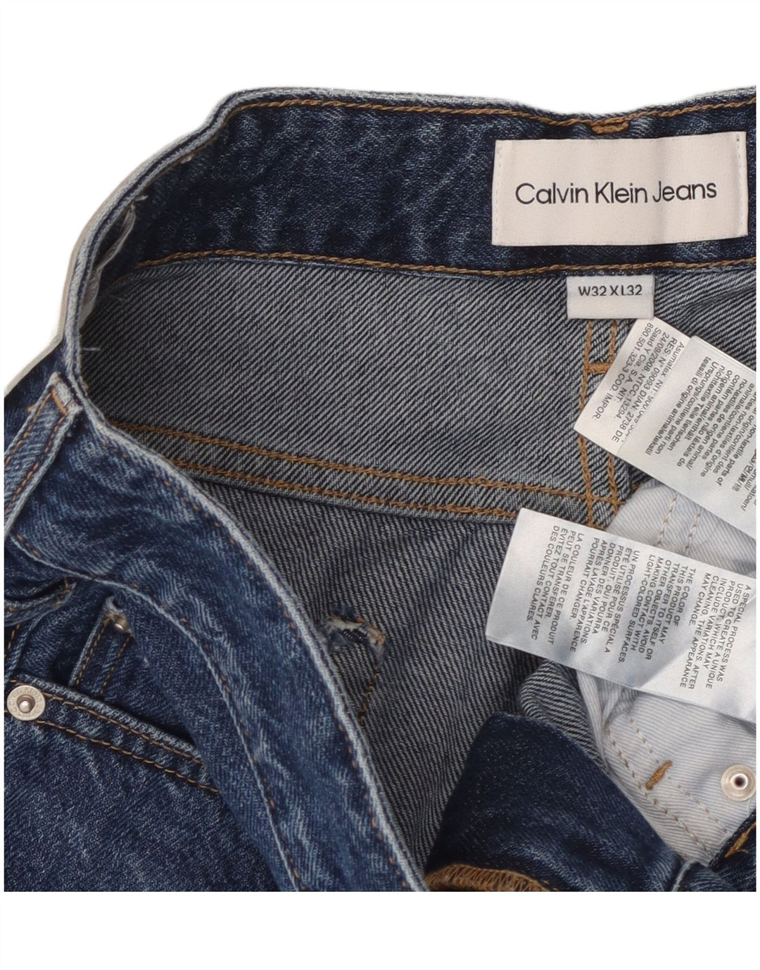 Calvin Klein Mens Tapered Jeans W32 L32 Blue Cotton