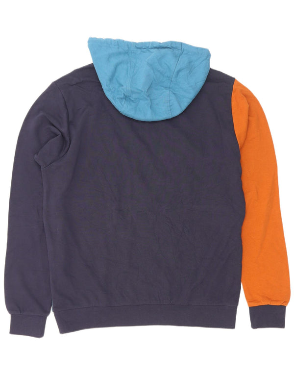 Marville Mens Hoodie Jumper Large Navy Blue Colourblock Cotton