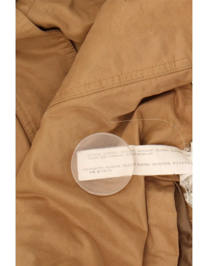 Zara Womens Hooded Parka Jacket UK 6 XS Beige Polyester