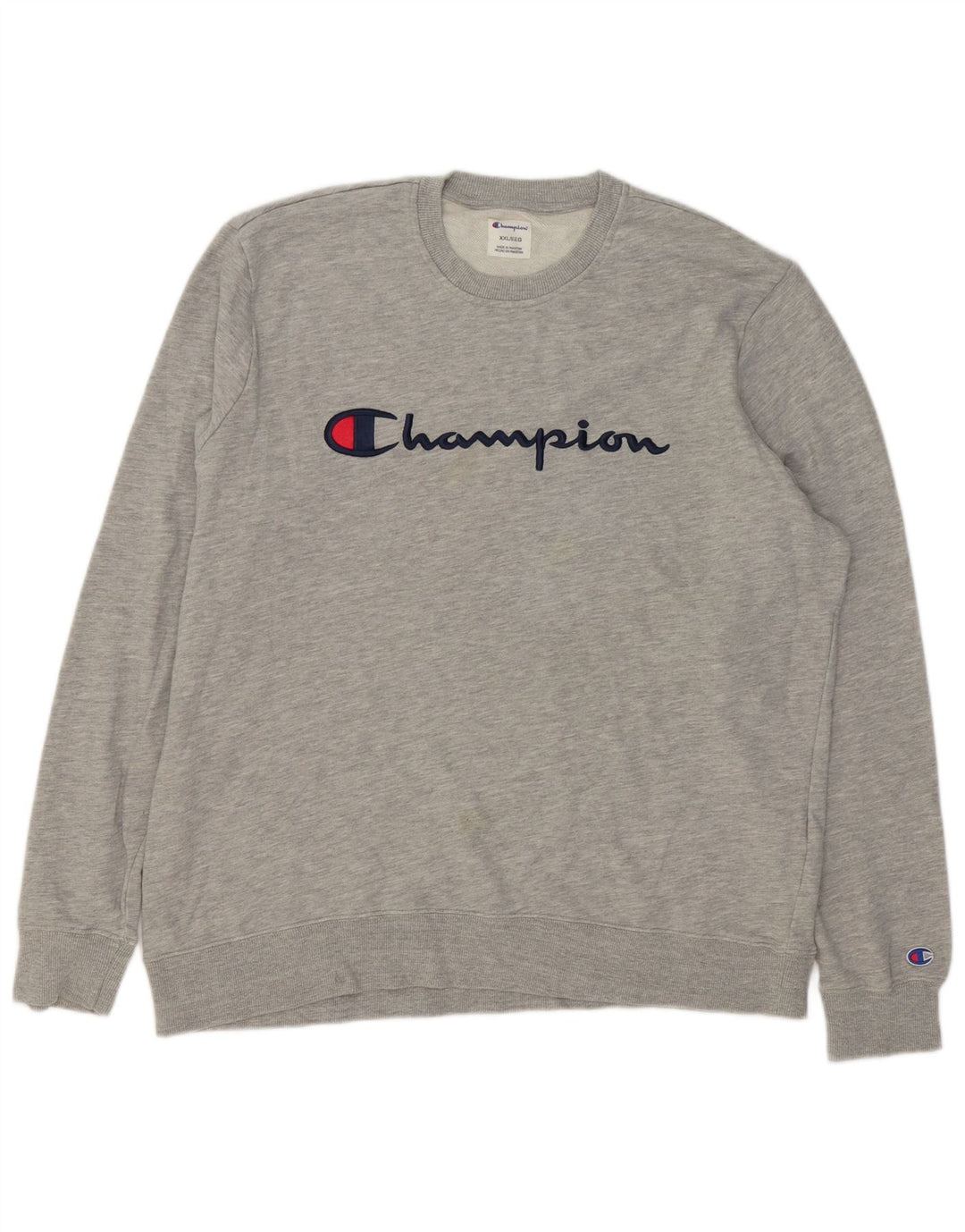 Champion Mens Graphic Sweatshirt Jumper 2XL Grey Flecked Cotton