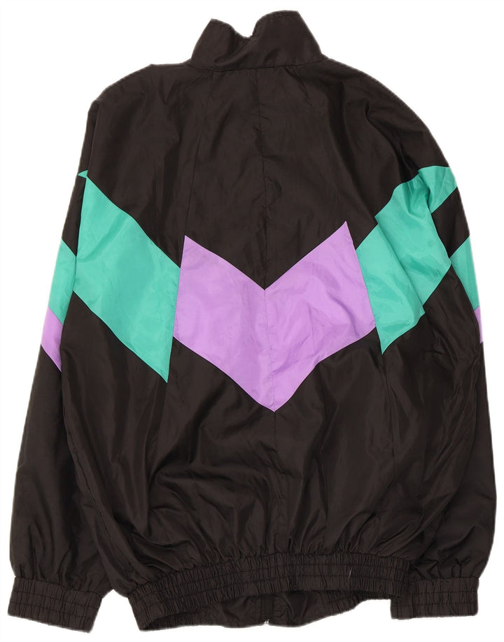 Vintage Mens Tracksuit Top Jacket Large Black Colourblock