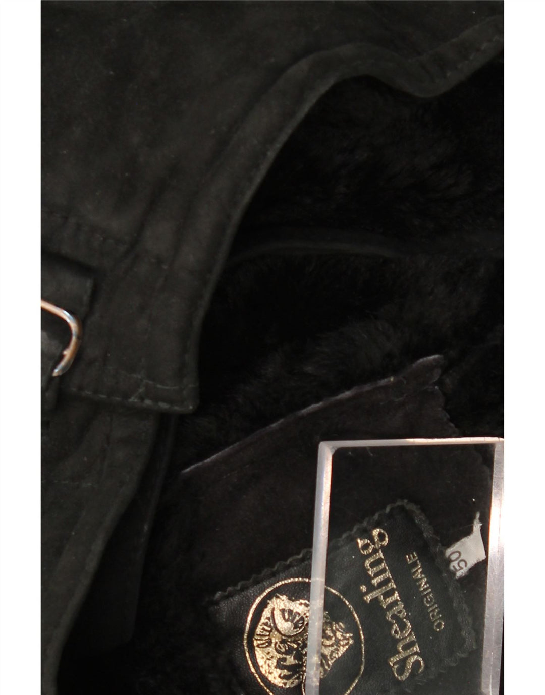 Vintage Mens Shearling Jacket IT 50 Large Black Shearling