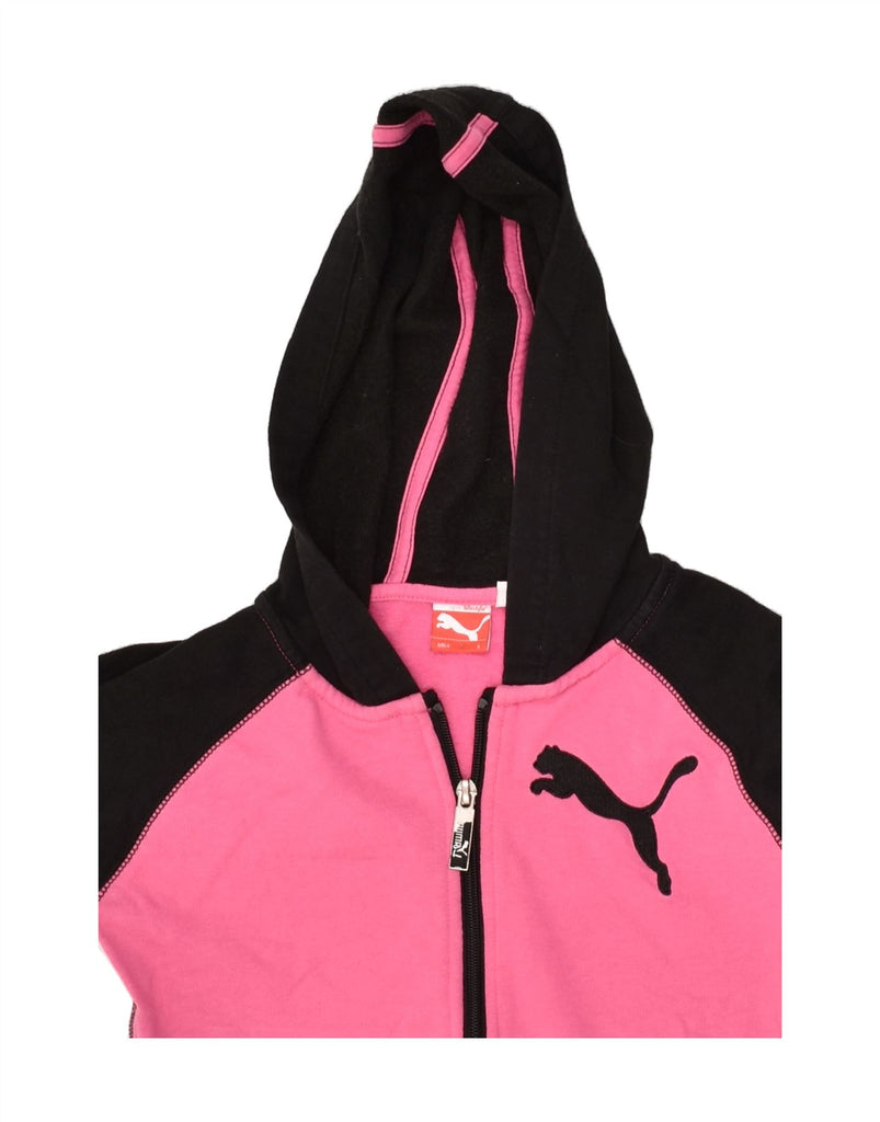 PUMA Girls Zip Hoodie Sweater 8-9 Years Pink Colourblock Cotton | Vintage Puma | Thrift | Second-Hand Puma | Used Clothing | Messina Hembry 