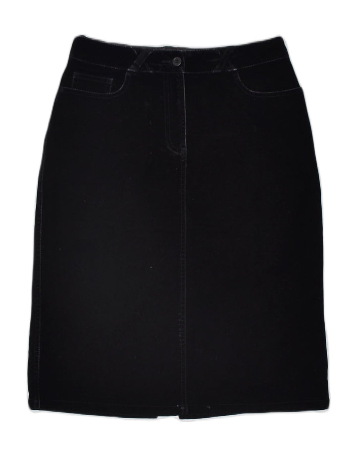S.OLIVER Womens Velvet Straight Skirt EU 34  W26 Black Polyester Classic | Vintage | Thrift | Second-Hand | Used Clothing | Messina Hembry 