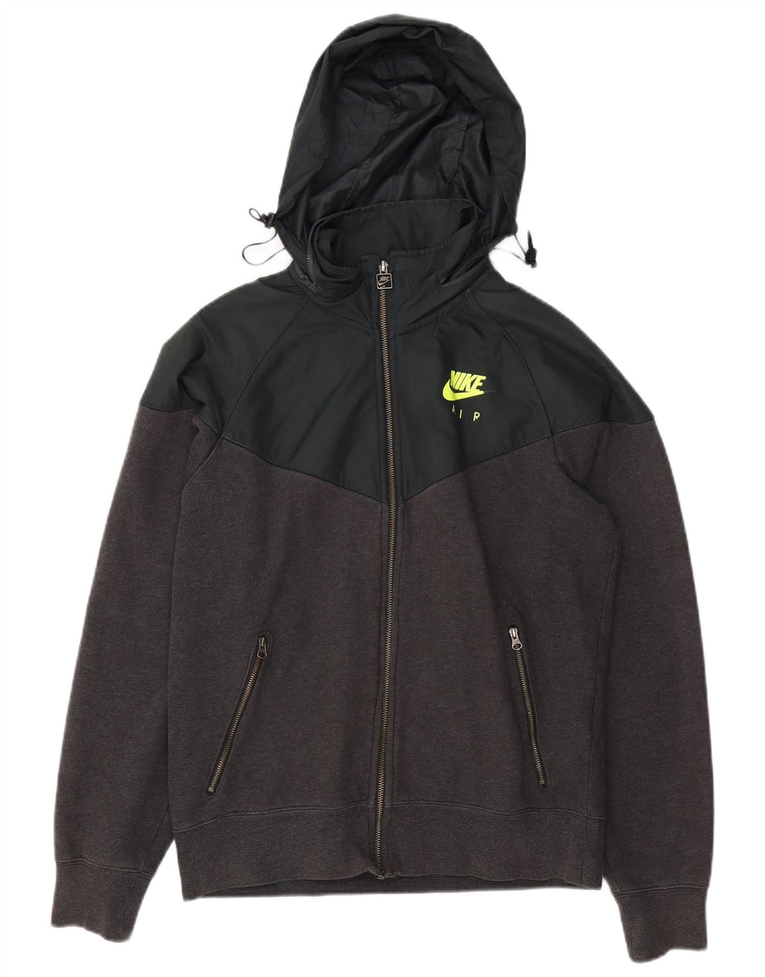 Nike Mens Zip Hoodie Sweater Medium Grey Colourblock Cotton