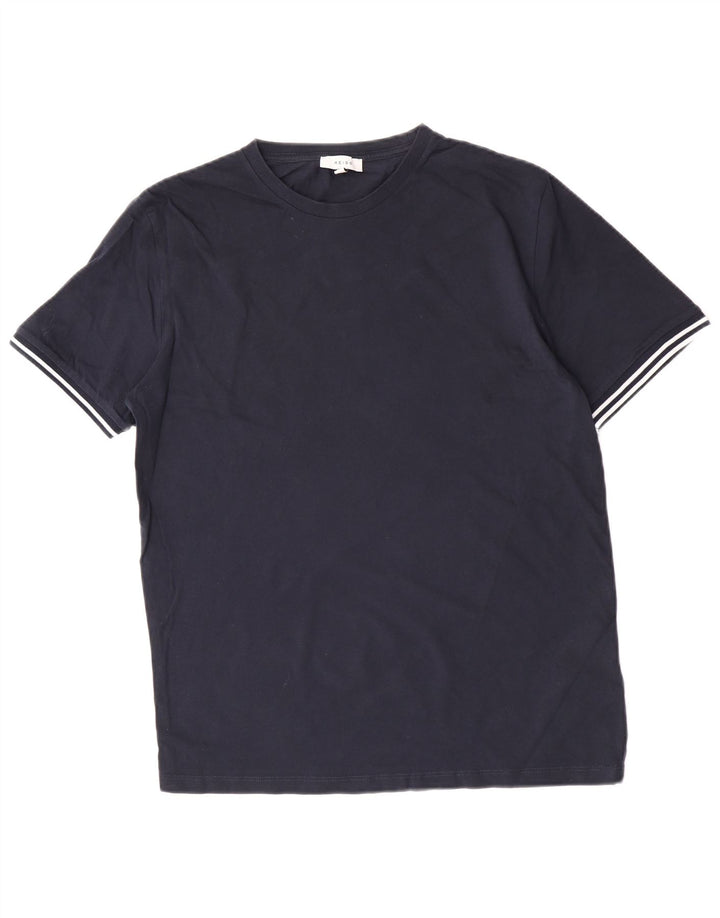 Reiss Mens T-Shirt Top Large Navy Blue Cotton