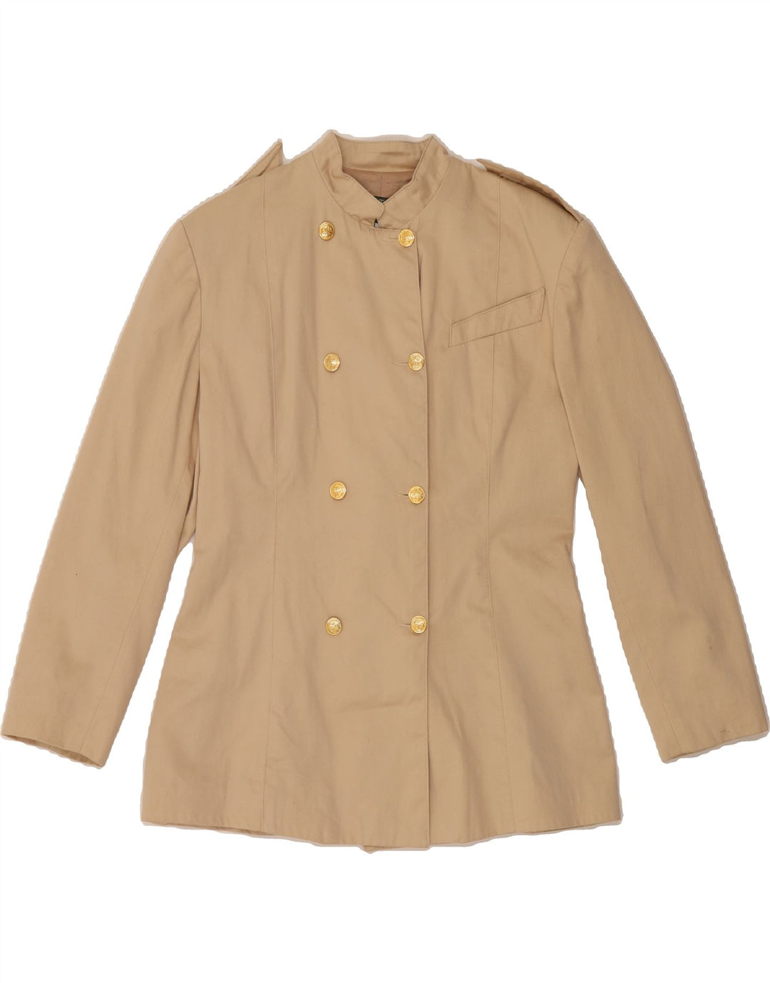 VERTIGO Womens Military Blazer Jacket UK 16 Large Beige Cotton Vintage Vertigo and Second-Hand Vertigo from Messina Hembry 
