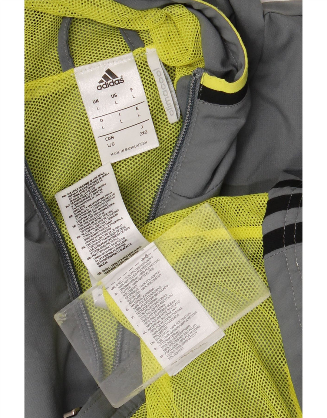 Adidas Mens Climacool Graphic Hooded Rain Jacket UK 40 Large Grey Polyester
