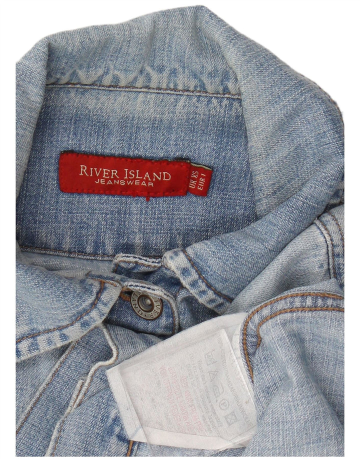River Island Womens Denim Jacket UK 6 XS Blue Cotton