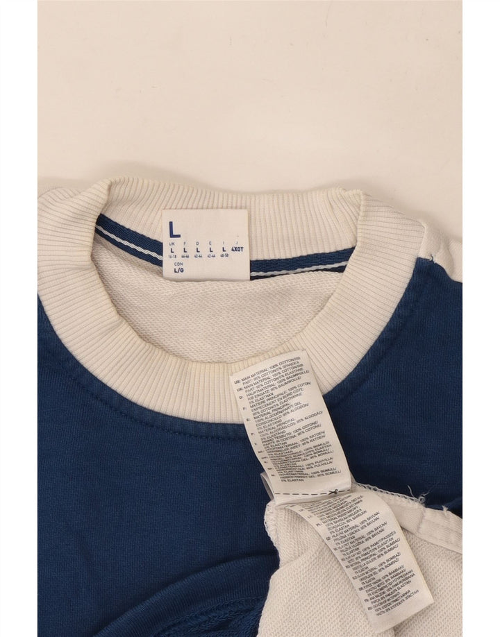 REEBOK Womens Oversized Sweatshirt Jumper UK 16/18 Large Blue Colourblock