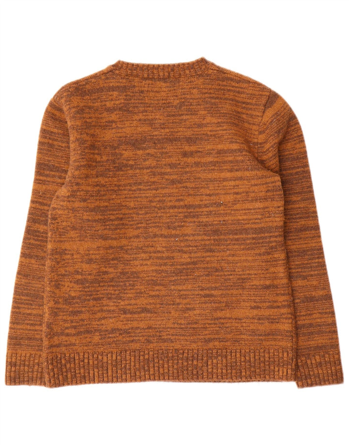 Levi's Womens Crew Neck Jumper Sweater UK 12 Medium Brown Flecked Wool