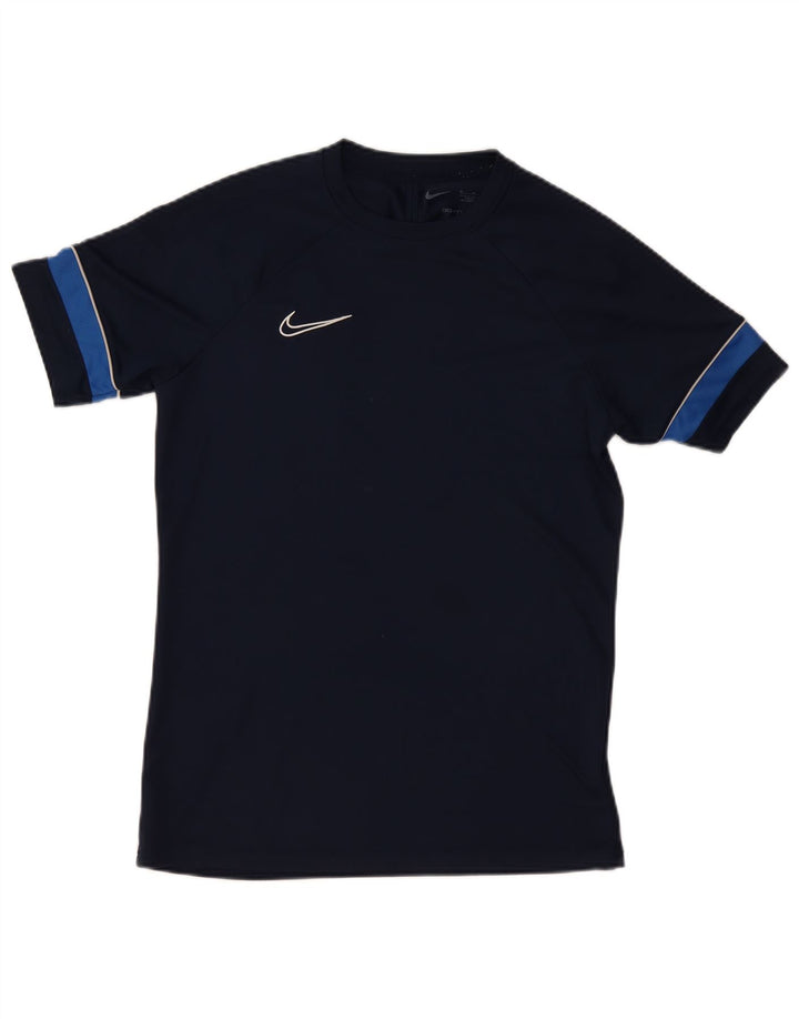Nike Mens Dri Fit T-Shirt Top Medium Navy Blue Colourblock Polyester