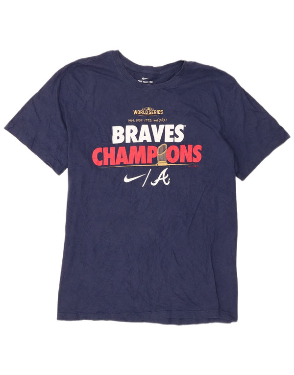 Nike Mens Braves Champions Graphic T-Shirt Top XL Navy Blue Cotton