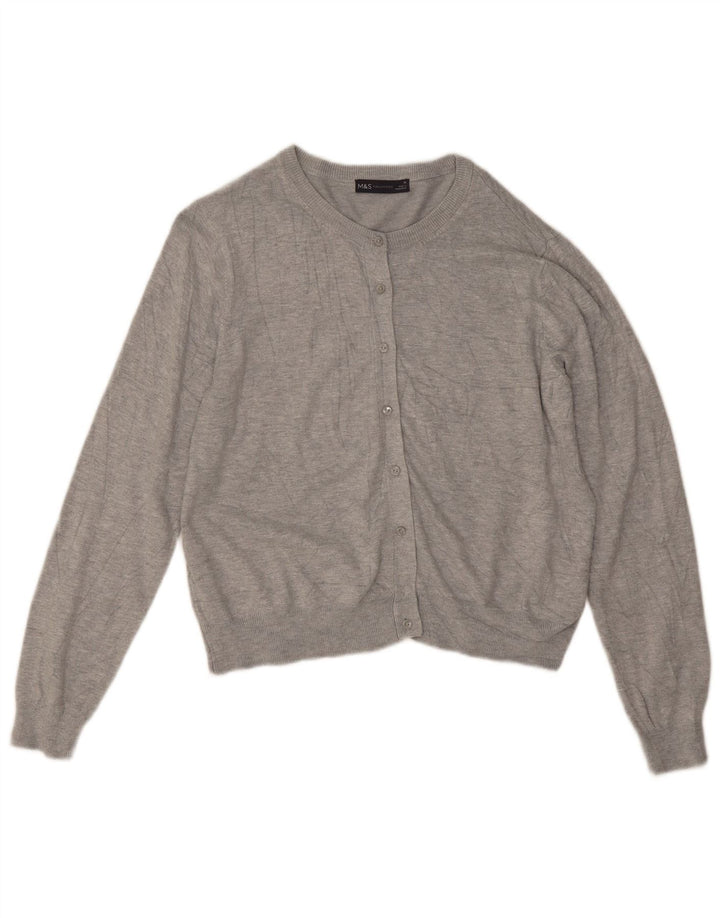 Marks & Spencer Womens Crop Cardigan Sweater UK 16 Large Grey Viscose