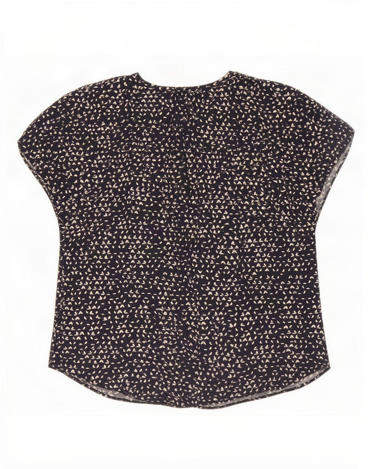 Jigsaw Womens Blouse Top UK 12 Medium Navy Blue Spotted Viscose