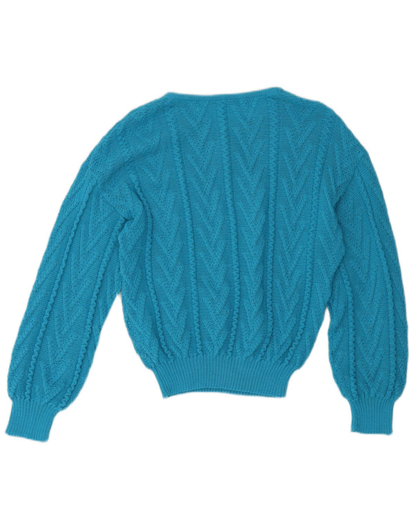 Vintage Womens Crew Neck Jumper Sweater UK 12 Medium Blue