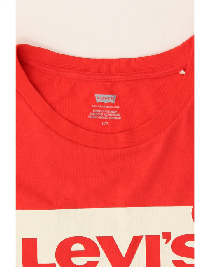 LEVI'S Womens Graphic T-Shirt Top UK 16 Large Red Cotton Vintage Levi's and Second-Hand Levi's from Messina Hembry 