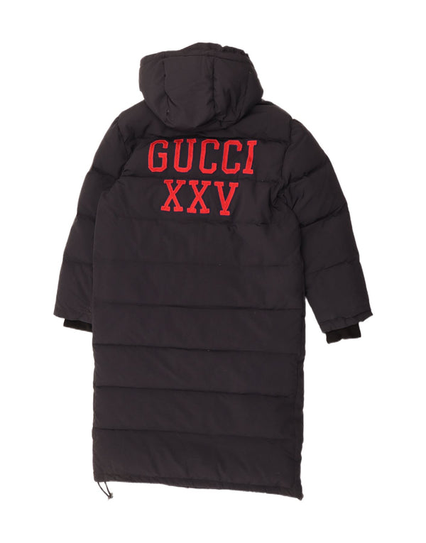 Gucci Mens Graphic Hooded Padded Coat IT 46 Large Black Polyamide