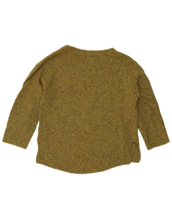 Massimo Dutti Womens Boat Neck Jumper Sweater UK 10 Small Khaki Flecked